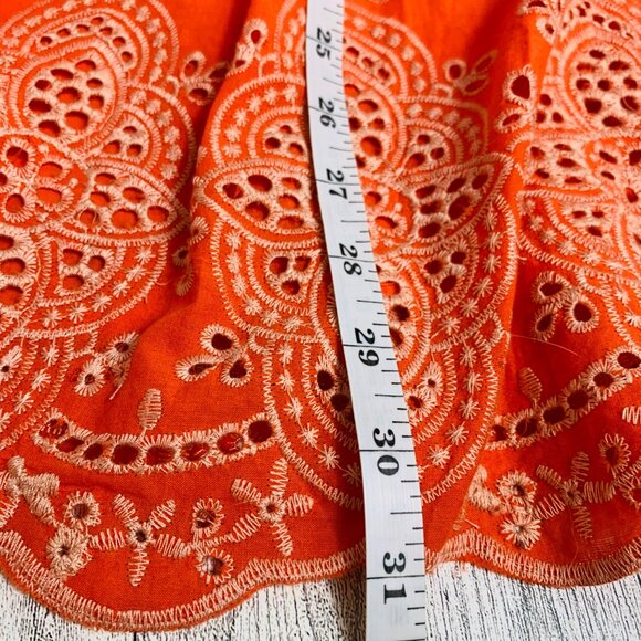 Coco Jaimeson Babydoll Eyelet Mini Dress Size XL Orange Coastal Off Shoulders - Picture 15 of 16